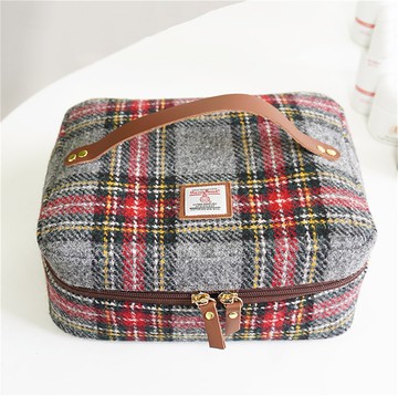 harris tweed粗花呢化妝包便攜大容量小眾立體式手提客製收納包盒