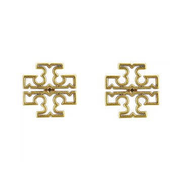 TORY BURCH BRITTEN仿舊復古簍空顛倒雙T設計穿式耳環(金)