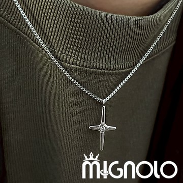 MIGNOLO💫星戟項鍊｜鈦鋼項鍊 男生項鍊 鋼鍊 項鍊男 嘻哈項鍊 十字架項鍊 星芒 項鏈 鋼鏈