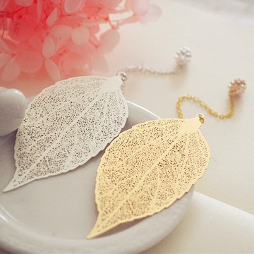 中國風金屬鏤空葉子書簽可愛精美葉脈掛件 男女情侶閨蜜學生禮物