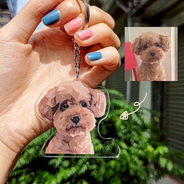 寵物似顏繪(半身) 壓克力 紀念 鑰匙圈 客製化禮物 貓 狗 人像