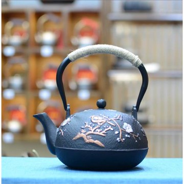 鐵壺南部喜上眉梢鑄鐵壺 無涂層生鐵壺老鐵壺燒水 茶壺電陶爐套組