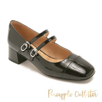 Pineapple Outfitter-復古方頭漆皮雙帶瑪莉珍鞋 PAVOLS-黑色