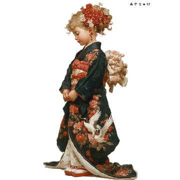 【12月新品4】07-114-0247 人物貼紙 和服復古