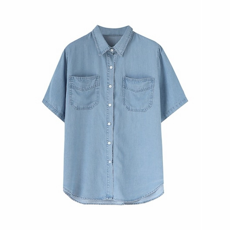 テンセル デニム シャツ ブラウス レディース 半袖 長袖 ブルー ディープブルー S M L 通販 Lineポイント最大1 0 Get Lineショッピング