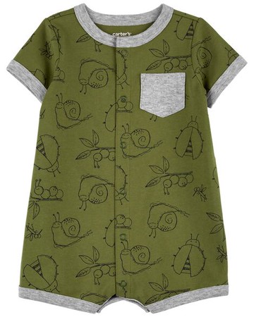 Baby 1-Piece Green Bug Print Romper