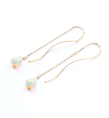 K10 單顆蛋白石美國耳環十月生日石 ~MONTBRETIA~