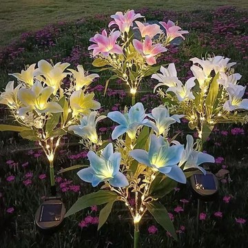 🔥在臺出貨🔥戶外庭院草坪裝飾防水百合花花園太陽能景觀花燈草坪燈氛圍裝飾燈