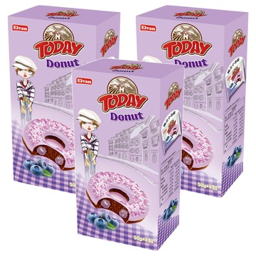 土耳其 TODAY 藍莓風味甜甜圈 3盒 鬆軟口感下午茶點心 獨立包裝方便攜帶  200g