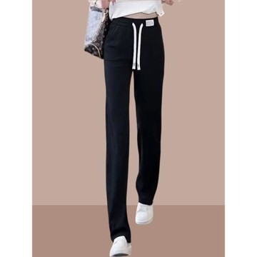 冰絲闊腿褲女士2025夏季新款寬松薄款直筒褲高腰垂感百搭休閑褲子