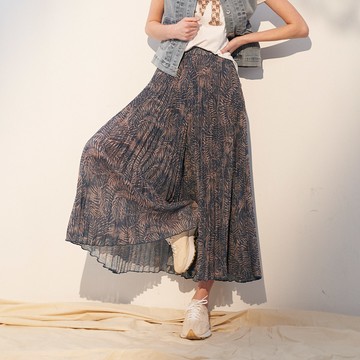 CLL巧玲瓏 熱帶叢林印花壓褶寬褲 2192324