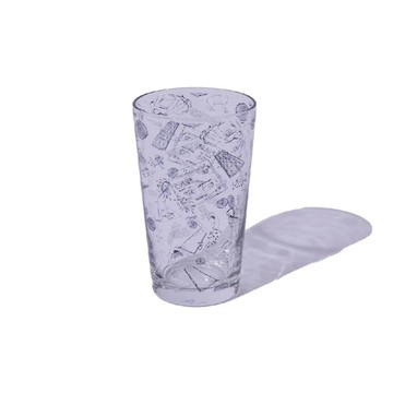 日本限定- 8 OZ玻璃水杯/ 手繪風格露營/透明杯237ml 透明