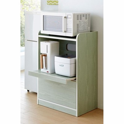 キッチン収納ミニ食器棚シリーズ レンジ台小 ホワイト 通販 LINE