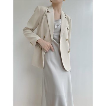 茹樹家 米白色西裝外套女春秋2025新款休閑通勤氣質女小西服Z364
