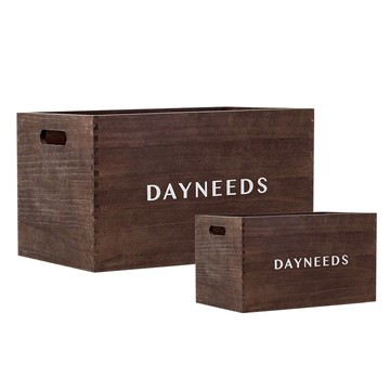 dayneeds 日需百備 專屬木製收納箱2個  40 x 25 x 23cm + 25 x 20 x 13.2cm  胡桃木色  1組