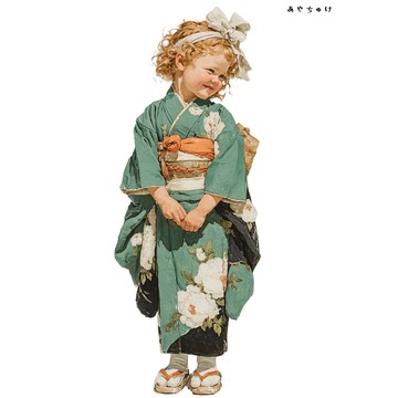 【12月新品4】07-114-0010 人物貼紙 和服復古