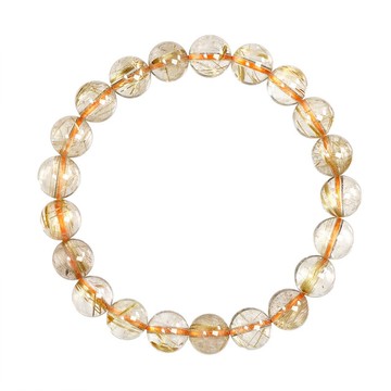 【正佳珠寶】金鈦晶 頂級老礦版絲鈦 8.8-9.3mm 金鈦晶手珠