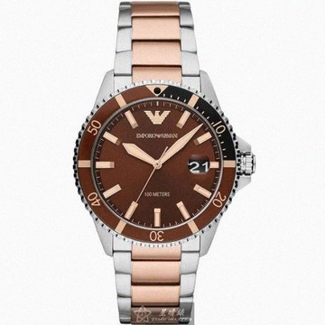 ARMANI手錶，編號AR00083，42mm古銅色錶殼，金銀相間錶帶款_廠商直送