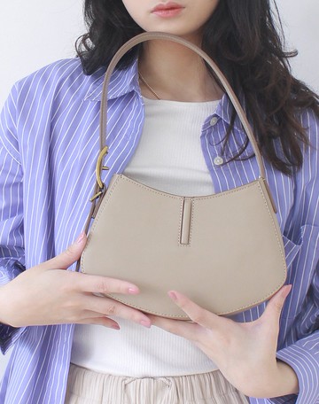 純素皮革 簡約 Avis 迷你 半月型 腋下包 貝殼包 隨身小袋 灰泥色