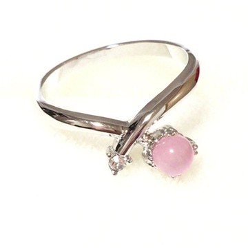 貓眼石・十字鑽石戒指