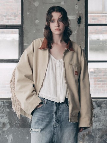 FRINGE WORK JACKET BEIGE
