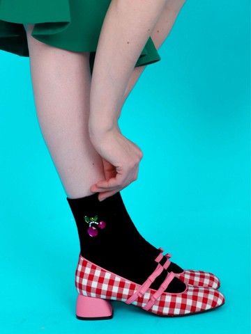 TeaTime 4cm Check Pumps [Red]
