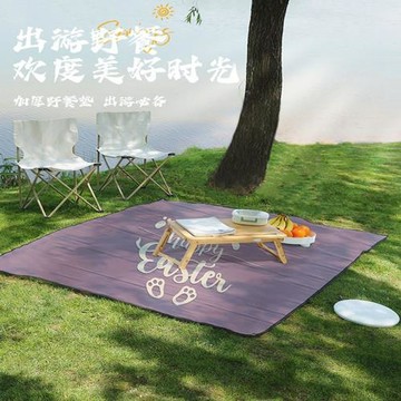 亞馬遜簡約時尚字母戶外防潮墊耐磨牢固包邊魔術貼設計露營野餐墊