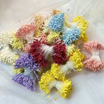 🚚臺灣出貨🚚 DIY花蕊 花芯 絨花花蕊 手作 DIY 絲襪花 細工花 玫瑰花芯 紙花材料 花藝材料 一束約380根 扭
