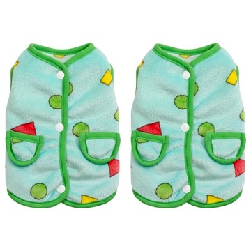 毛絨馬甲 2件  14號  綠色菱格  1組