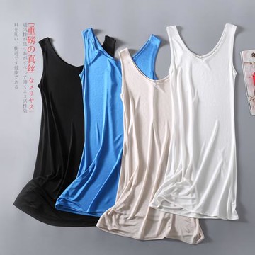 新款高檔桑蠶絲寬松V領睡裙 真絲吊帶背心襯裙打底百搭家居服長裙