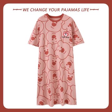 高級感睡裙女春夏季純棉薄款短袖連衣裙睡衣中長款2025新款家居服