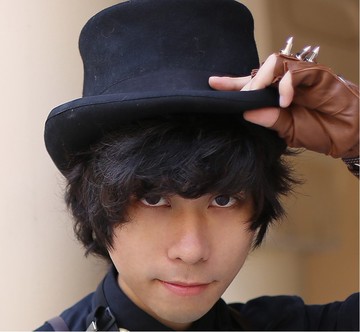 蒸汽朋克 維多利亞 復古 黑色咖色  總統紳士 平頂高禮帽 羊毛