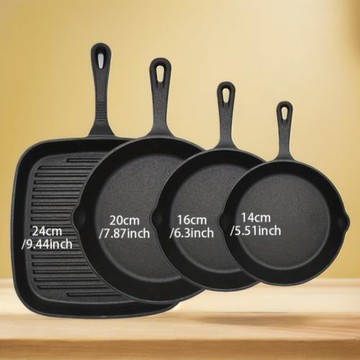 套裝鑄鐵平底鍋無涂層煎鍋小煎蛋鍋家用不粘平底鍋老式鐵鍋煎餅