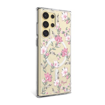 Samsung S25/S24/S23系列 輕薄軍規防摔磁吸手機殼-小清新-粉劍蘭