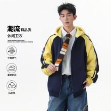 新款復古重磅寬鬆休閒外套拼接撞色