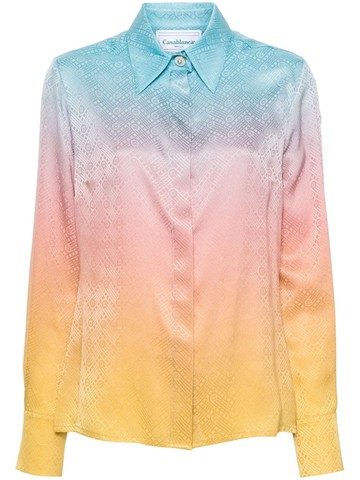 Casablanca - Pastel Gradient silk shirt - women - Silk - 40 - Blue