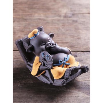 可愛豬茶寵擺件精品紫砂可養創意工藝品茶玩茶蟲茶具配件遙遙豬