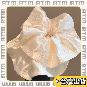 🔥臺灣出貨🔥可開發票✅輕飾時光韓系白色緞面大腸髮圈女秋冬高級感超大扎頭髮頭繩絕美慵懶風頭飾