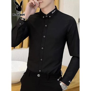 花花公子長袖襯衫男士高端商務寸衫2026年春秋季新款潮休閑襯衣男