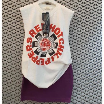 Red Hot Chili Peppers紅辣椒樂隊美式復古背心百搭砍袖t恤寬松