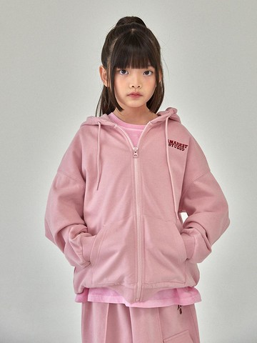 Cotton Polyester Blend Overfit Zip-up Hoodie [BABY PINK]