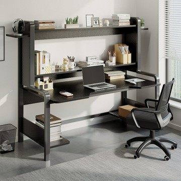 免運  電腦桌 臺式 家用  書桌 書架一體學生學習桌 簡約 現代臥室辦公寫字桌qxm7291