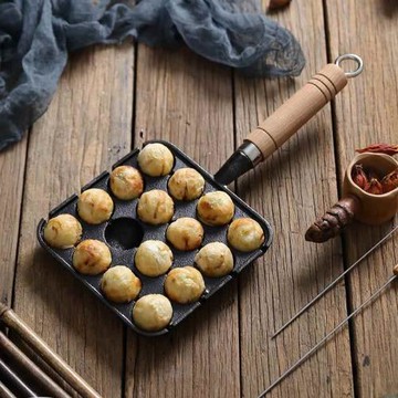 無涂層章魚小丸子鍋鑄鐵章魚燒烤盤家用平底不粘鍋燒鵪鶉蛋模具