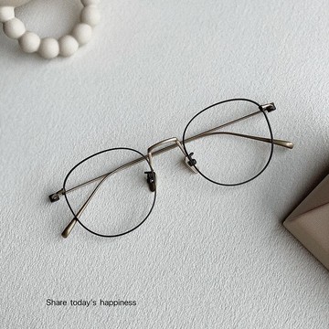 免運 可開票 眼鏡 鏡框 墨鏡 高定日本輕奢細框眼鏡框純鈦超輕b鈦圓近視眼鏡架男女大臉顯臉小