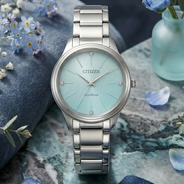 CITIZEN星辰 LADYS系列 光動能典雅水晶腕錶 34mm/EM1220-58Y