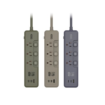 +886極野家 3開3插1USB+2Type C PD 65W 快充延長線1.8米 V2 HPS2336 (3色可選) 台灣製,手機快充