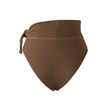 LeRêveParis ｜AIRise 曲線側綁高腰泳褲｜－可可色 泡泡高彈布料 立體紋路 高腰 顯瘦 遮肚 修身款