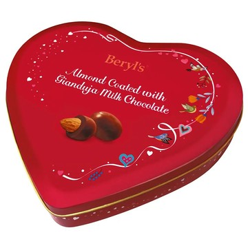 Beryl's杏仁夾心榛果醬牛奶巧克力 80g心型鐵盒裝