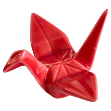 美濃燒 紙鶴造型筷架，陶瓷日本製造  紅色  1個