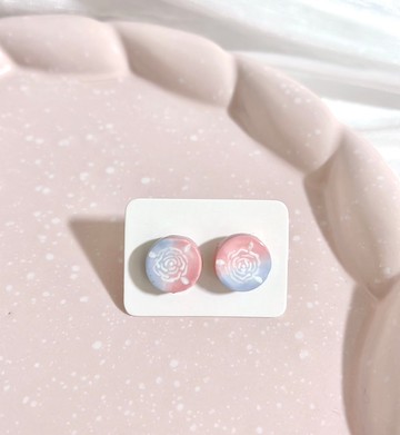雲霞玫瑰花磚耳環